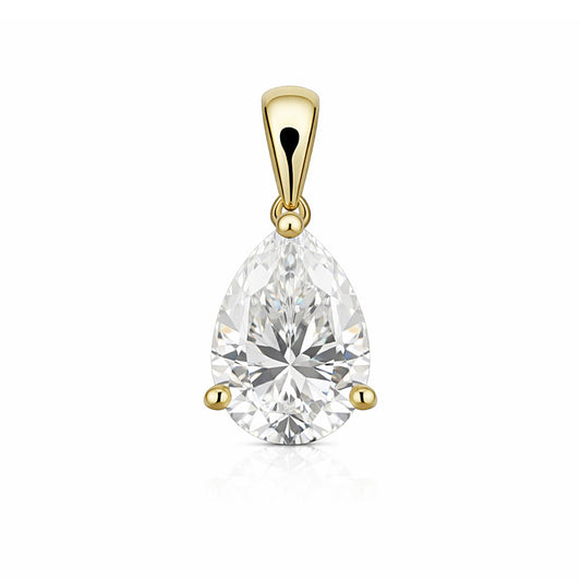 4.85 ct DEW Pear Cut White Moissanite Solitaire Pendant Vermeil 925 Silver Jewelry