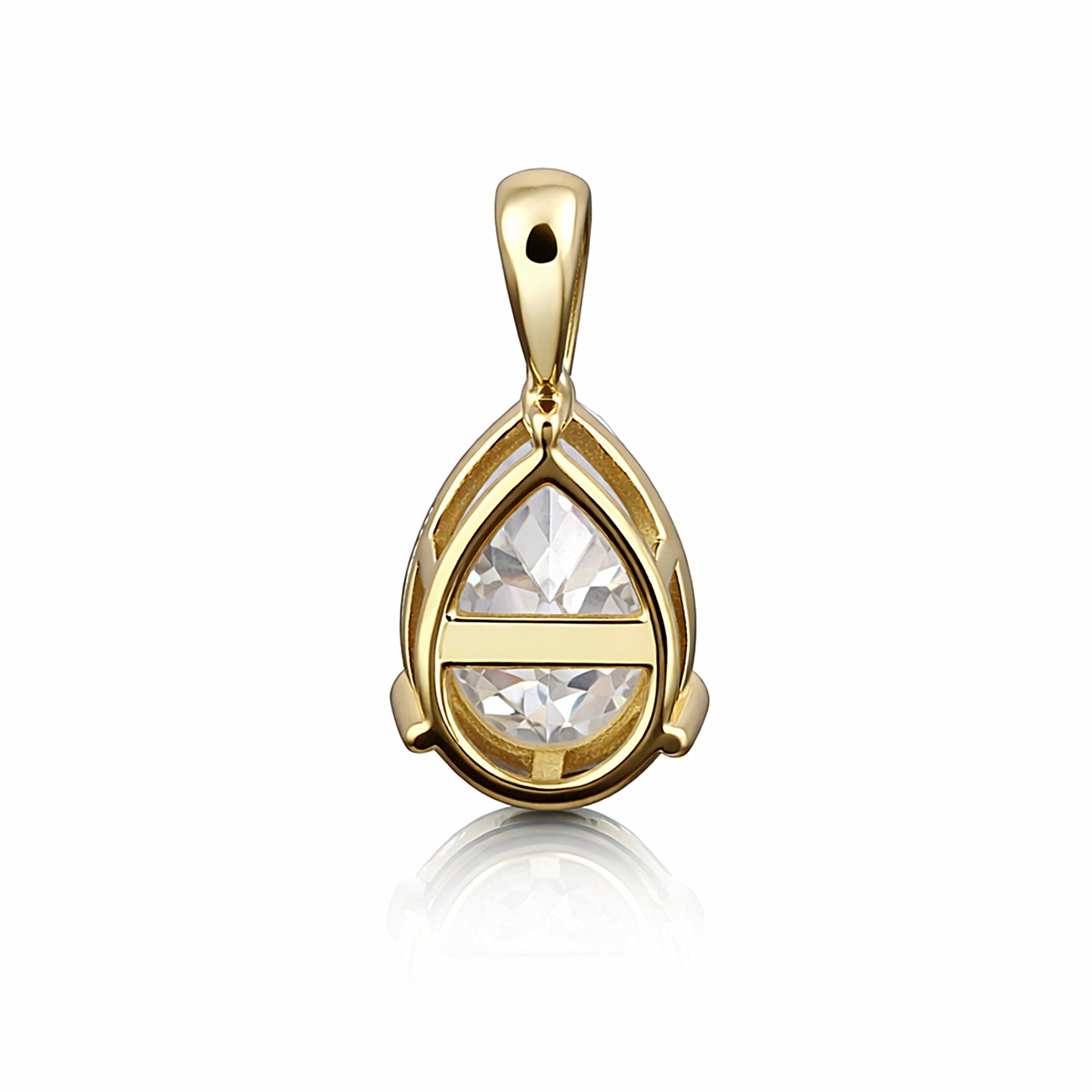 4.85 ct DEW Pear Cut White Moissanite Solitaire Pendant Vermeil 925 Silver Jewelry