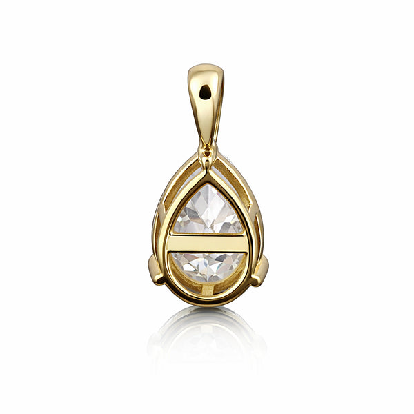 4.85 ct DEW Pear Cut White Moissanite Solitaire Pendant Vermeil 925 Silver Jewelry