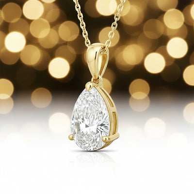 4.85 Ct Pear Cut White Moissanite Solitaire Pendant Vermeil 925 Silver Jewelry