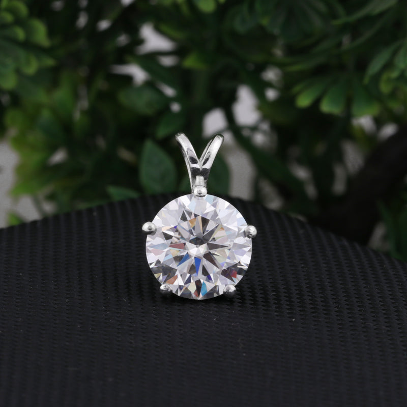 5.00 Ct Round Cut Moissanite Solitaire Pendant In Vermeil 925 Silver Certified