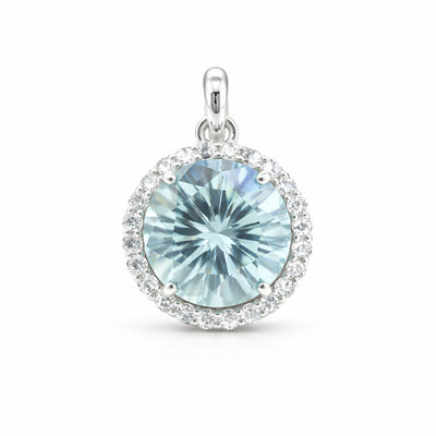 Moissanite 8.20 Ct Certified Blue Moisanite Solitaire Pendant in Gold Vermeil Jewelry Gift