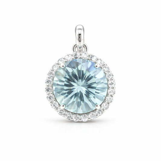 Moissanite 8.20 Ct Certified Blue Moisanite Solitaire Pendant in Gold Vermeil Jewelry Gift