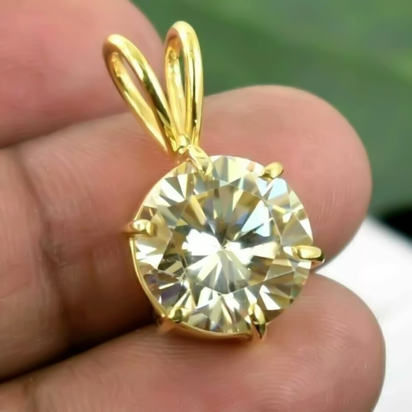 5.75 Ct Champagne Moissanite Solitaire Pendant in Gold Vermeil Gift for Women
