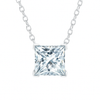 3.85 ct DEW Princess Cut White Moissanite Solitaire Pendant in Certified 18K Gold Plate 18K Gold Plated