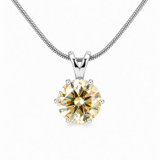 6.20 ct DEW Champagne Moissanite Pendant in Gold Vermeil