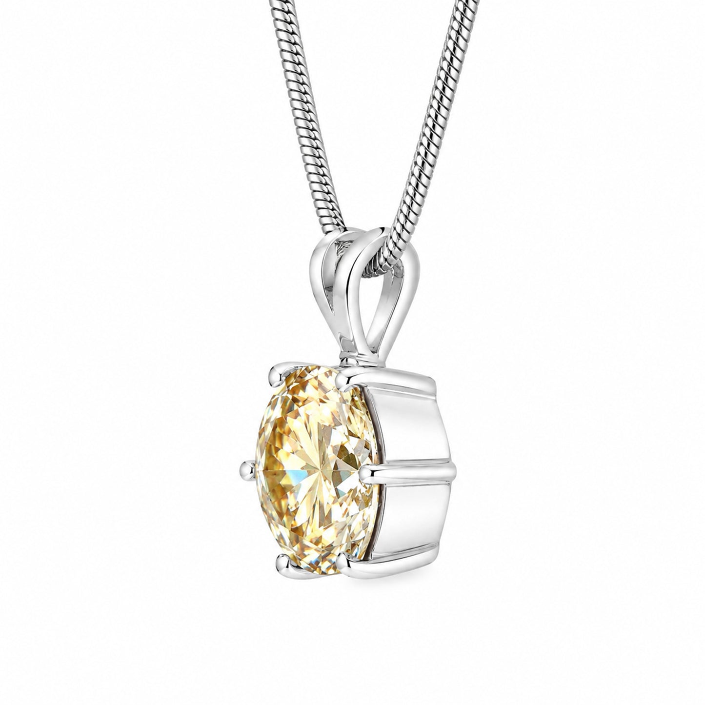 10.25ct DEW Champagne Moissanite Round Pendant Necklace