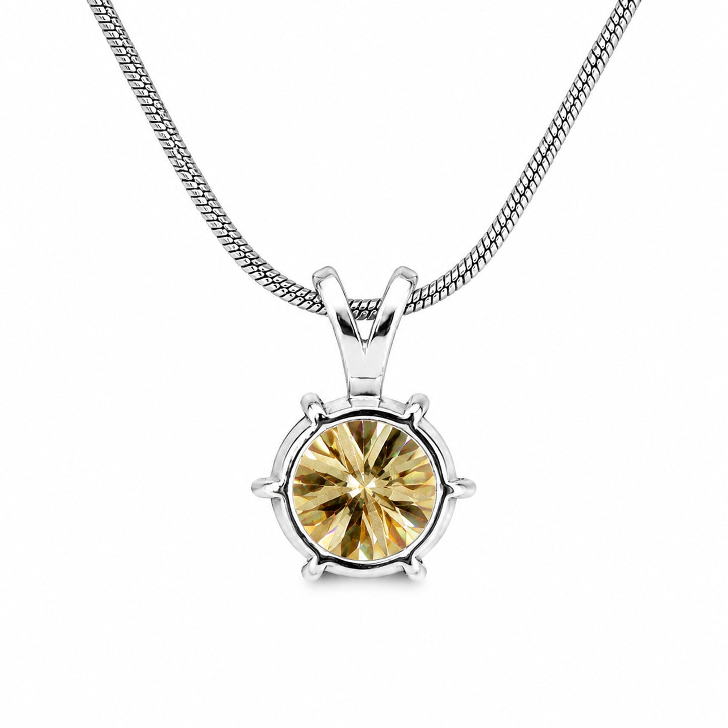 6.20 ct DEW Champagne Moissanite Pendant in Gold Vermeil