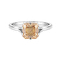 2.50 Ct Asscher Cut Champagne Lab Grown Diamond Ring — VS1 Clarity, 18k Gold Vermeil