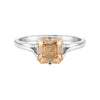 9.3 Ct Champagne Moissanite Asscher Solitaire Ring - 925 Sterling Silver Gold Vermeil