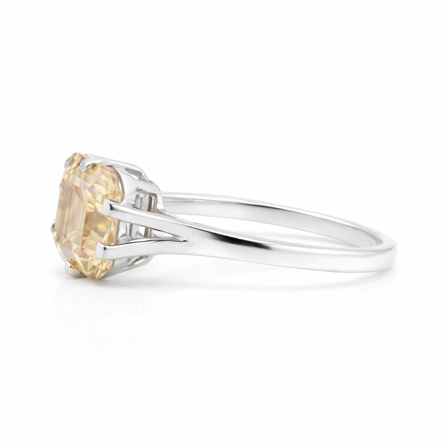 9.3 Ct Champagne Moissanite Asscher Solitaire Ring - 925 Sterling Silver Gold Vermeil