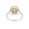 Detail of 18k gold vermeil prongs holding asscher diamond, top-down view