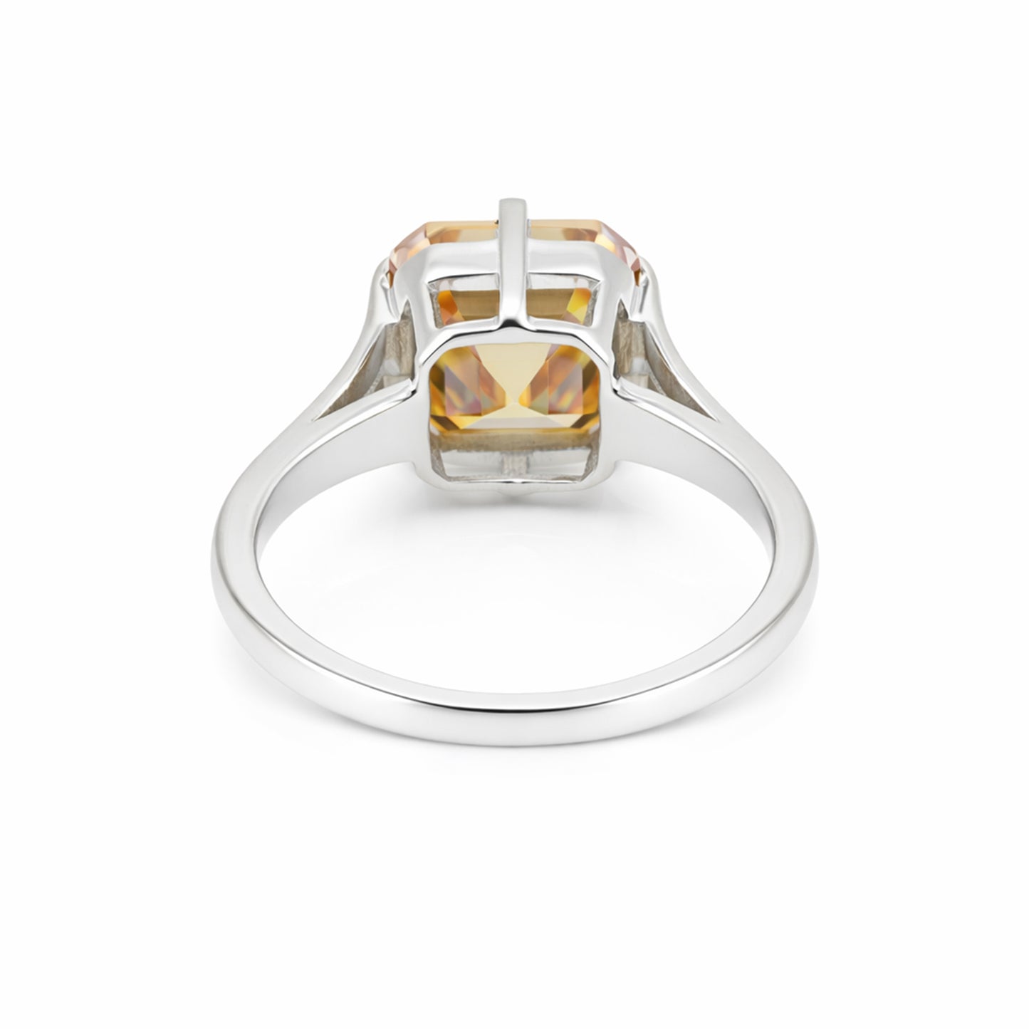 9.3 Ct Champagne Moissanite Asscher Solitaire Ring - 925 Sterling Silver Gold Vermeil