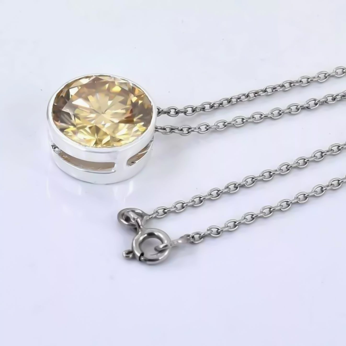 7.10 Ct Champagne Moissanite Pendant Gold Vermeil Certified Christmas Jewelry