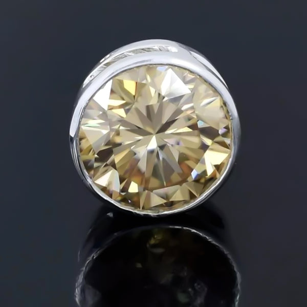 7.10 Ct Champagne Moissanite Pendant Gold Vermeil Certified Christmas Jewelry