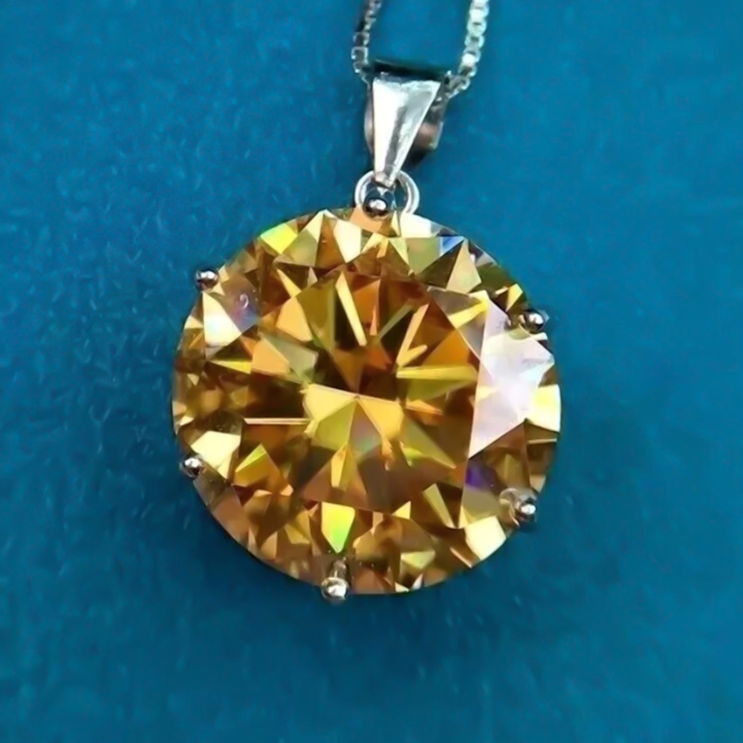 9.80 Ct Champagne Moissanite Pendant Gold Vermeil Cyber Monday Gift for Wife