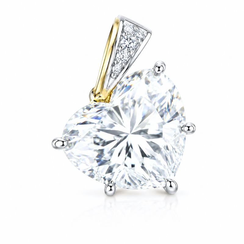 6.00 ct DEW White Heart Cut Moissanite Pendant Gold Vermeil Gift for Her Christmas