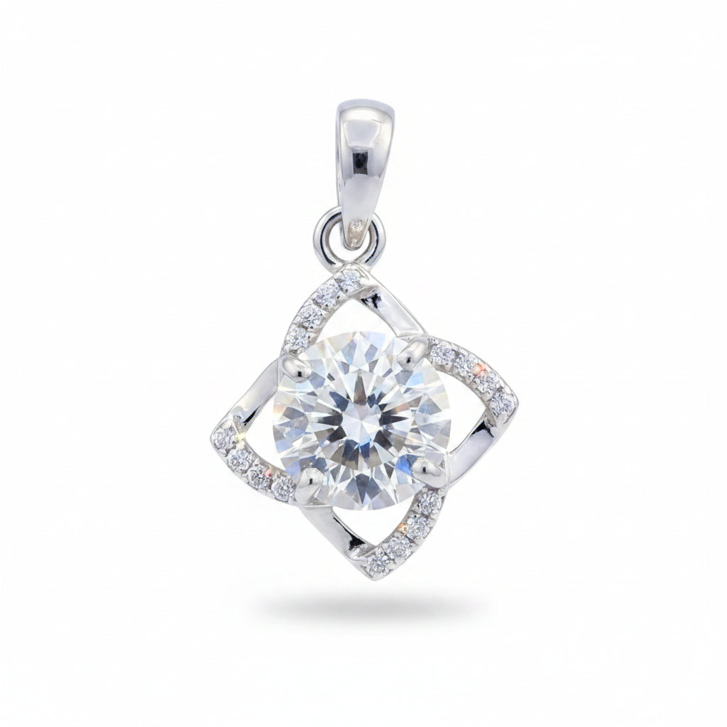 3.70 ct DEW Certified White Moissanite Pendant 18K Gold Plated