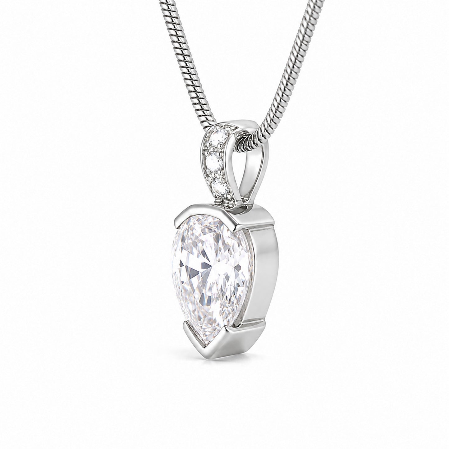 3.65 ct DEW White Moissanite Pendant Certified Gift for Her Christmas 18K Gold Plated V 18K Gold Plated