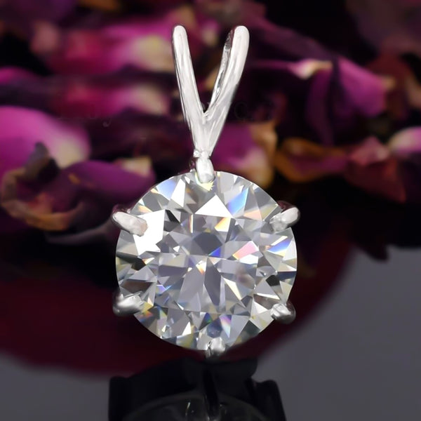 6.15 Ct Certified Moissanite Solitaire Pendant in Gold Vermeil Christmas Gift
