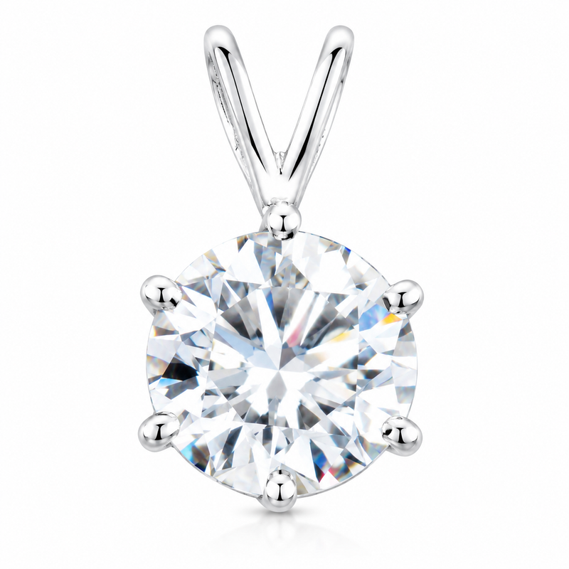 6.15 ct DEW Certified Moissanite Solitaire Pendant in Gold Vermeil Christmas Gift