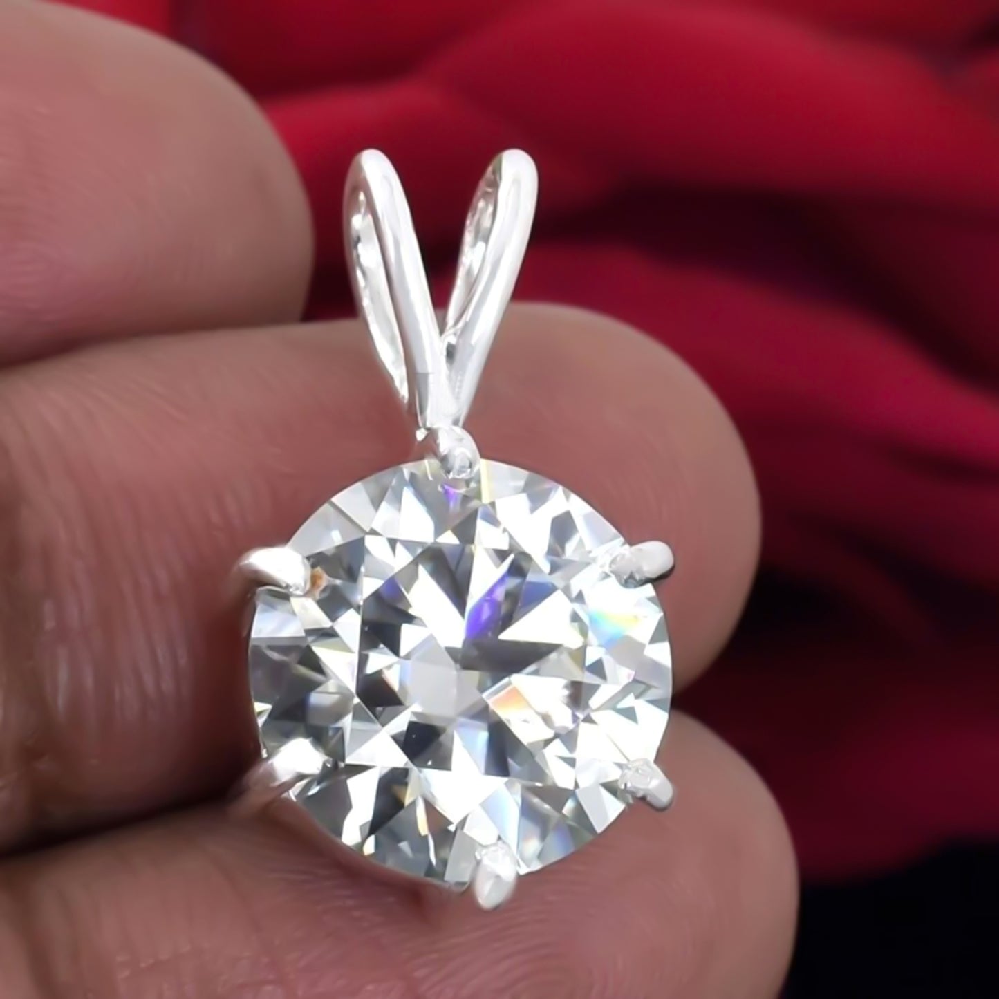 6.15 Ct Certified Moissanite Solitaire Pendant in Gold Vermeil Christmas Gift