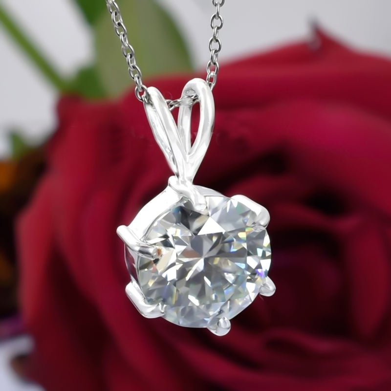 6.15 Ct Certified Moissanite Solitaire Pendant in Gold Vermeil Christmas Gift