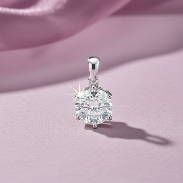 12 ct DEW Certified Moissanite Solitaire Pendant Gold Vermeil Holiday Gift Idea