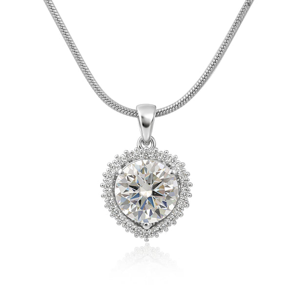 5.30 Ct Certified Moissanite Pendant in Gold Vermeil Ideal Gift for Christmas