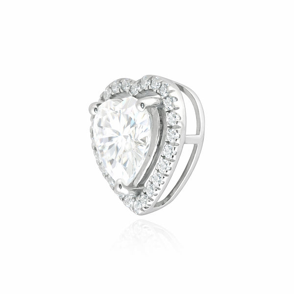 Heart lab diamond pendant worn on chain, romantic gift styling for her