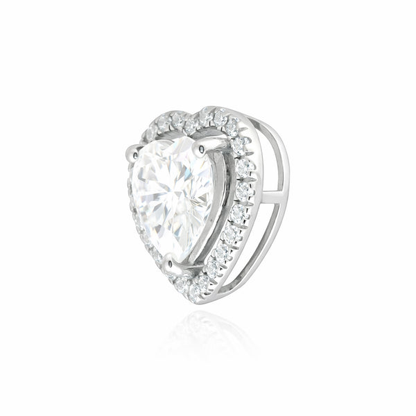 3.15 Ct Heart Cut Certified Moissanite Pendant In Vermeil 925 Silver for Christmas Gift