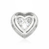 Close-up of heart shaped lab diamond surrounded by halo of accent diamonds