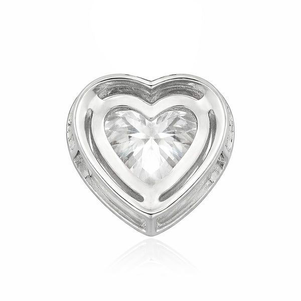 Close-up of heart shaped lab diamond surrounded by halo of accent diamonds