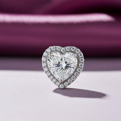 3.15 Ct Heart Cut Certified Moissanite Pendant In Vermeil 925 Silver for Christmas Gift