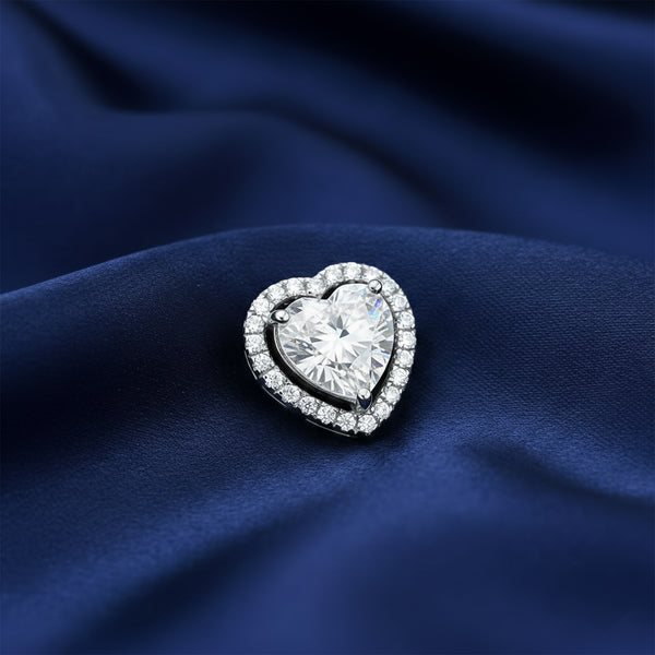3.15 Ct Heart Cut Certified Moissanite Pendant In Vermeil 925 Silver for Christmas Gift