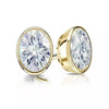 Pair of large moissanite stud earrings showing brilliant fire and round cut