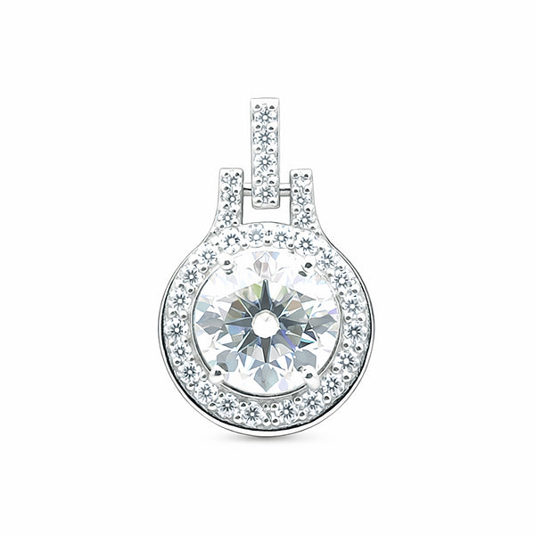 6.60 Ct Certified F VS1 White Moissanite Pendant in Gold Vermeil – Gift for Her