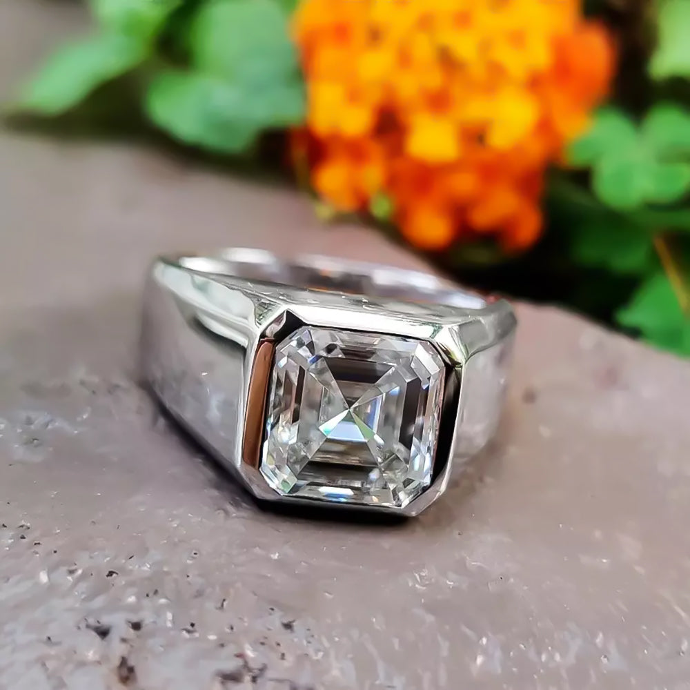 5.60 Ct Off White Moissanite Solitaire Ring Gift for Her Engagement 18K Gold Plated