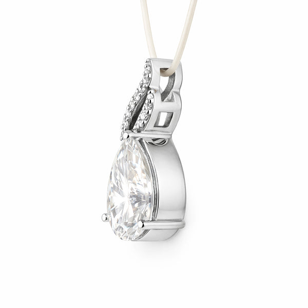 Moissanite 4.5Ct Pear Moisanite Pendant White Gold Finish Free Chain Included Gold Vermeil
