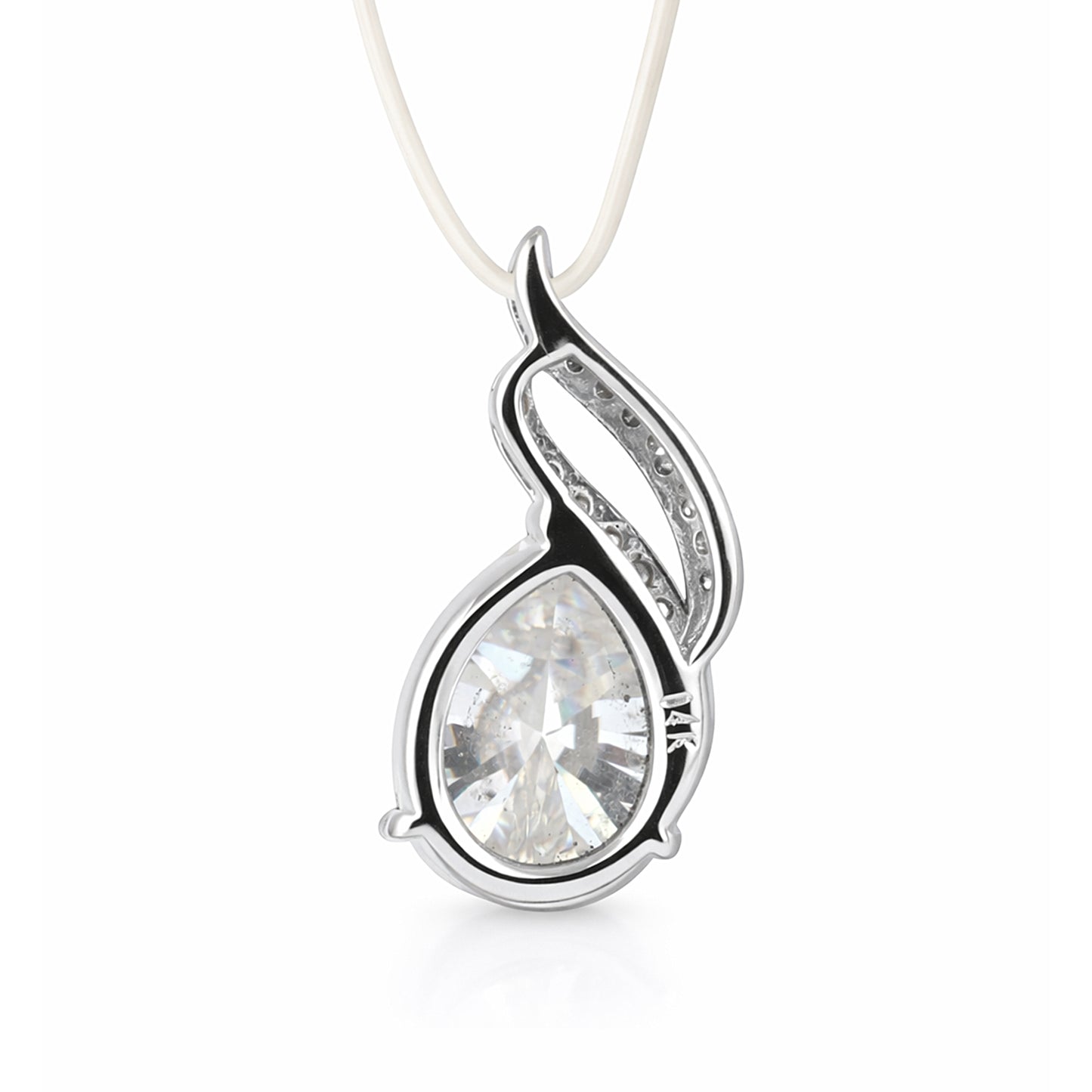 Moissanite 4.5Ct Pear Moisanite Pendant White Gold Finish Free Chain Included Gold Vermeil