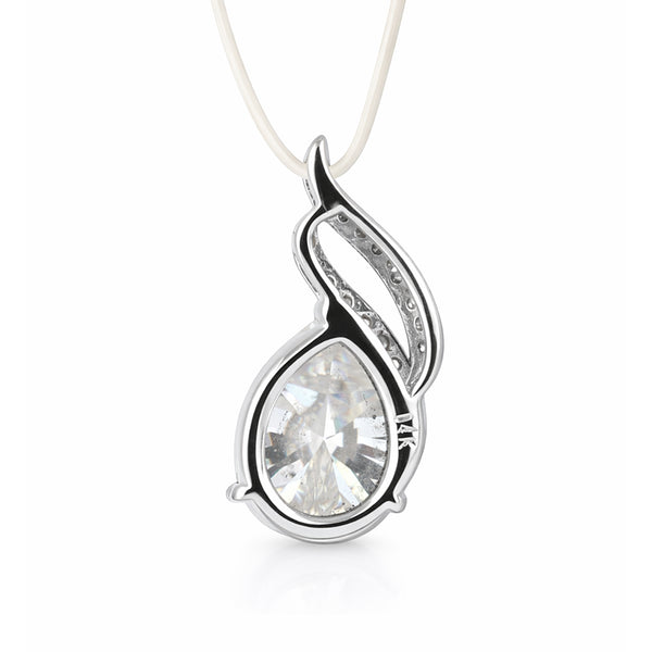 Moissanite 4.5Ct Pear Moisanite Pendant White Gold Finish Free Chain Included Gold Vermeil