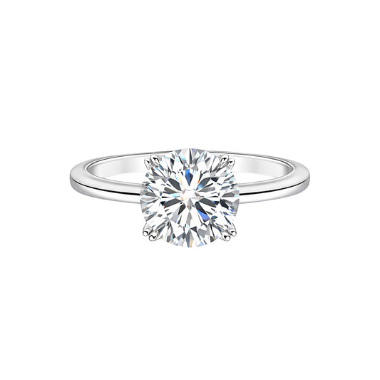 6.65 ct DEW White Moissanite Round Solitaire Ring - 18K Gold Vermeil on 925 Sterling Silver