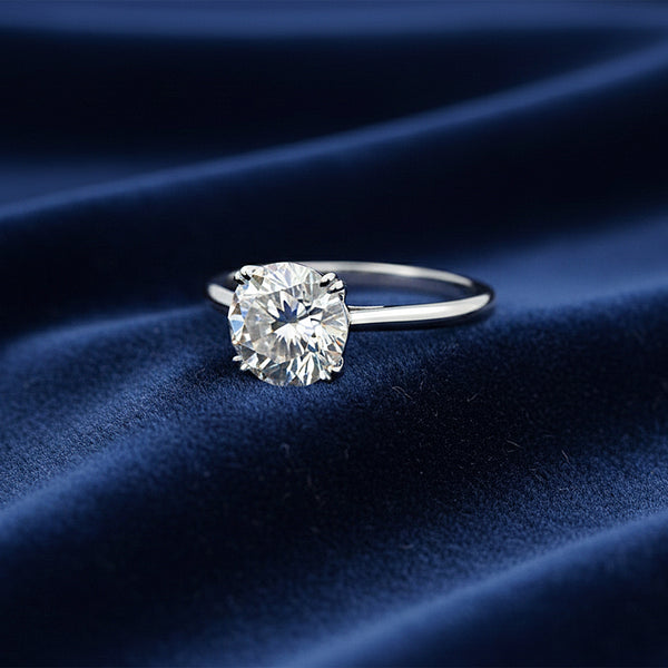 6.65 ct DEW White Moissanite Round Solitaire Ring - 18K Gold Vermeil on 925 Sterling Silver