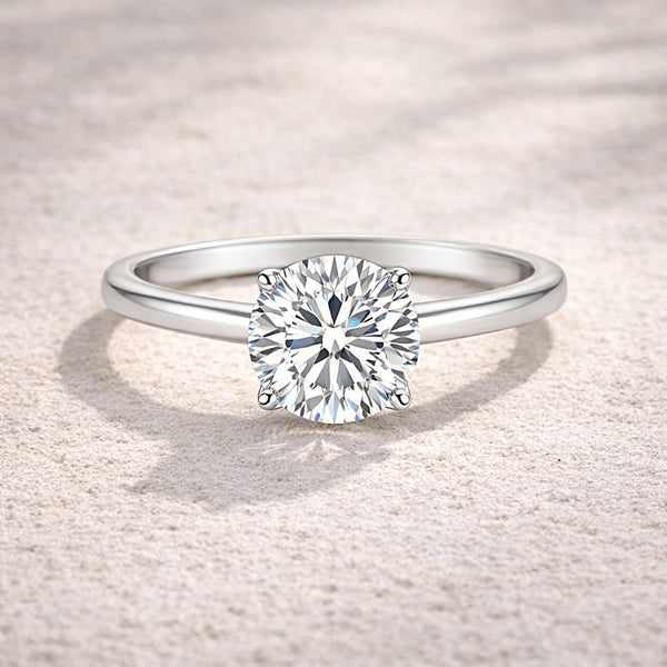 6.65 ct DEW White Moissanite Round Solitaire Ring - 18K Gold Vermeil on 925 Sterling Silver