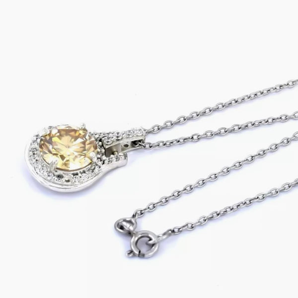 8.80 ct DEW Certified Champagne Moissanite Pendant in Gold Vermeil