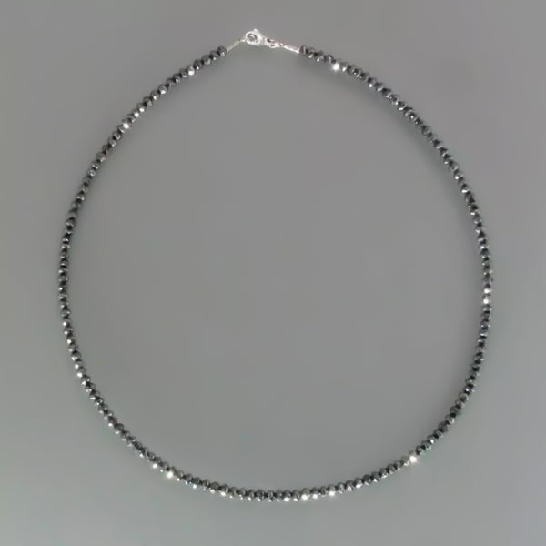 4mm Black Moissanite Bead Necklace Certified Wedding Gift Gold Vermeil