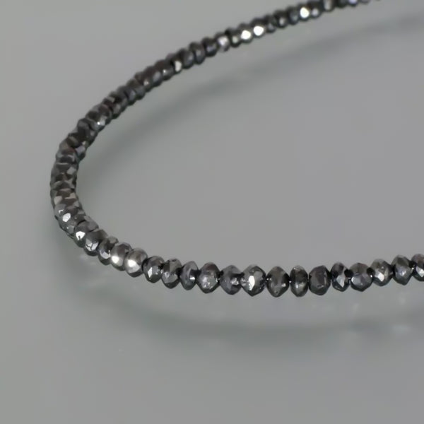 4mm Black Moissanite Bead Necklace Certified Wedding Gift Gold Vermeil