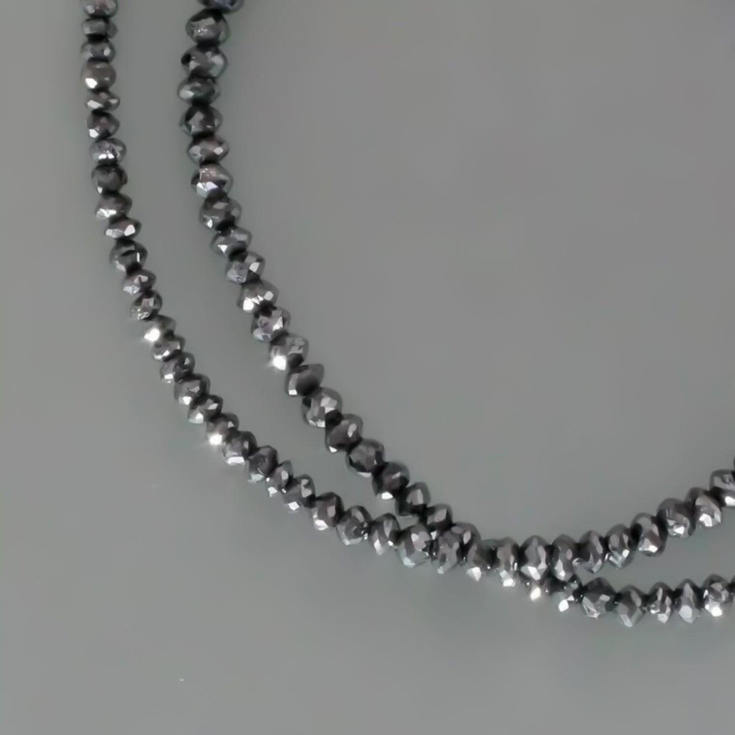 4mm Black Moissanite Bead Necklace Certified Wedding Gift Gold Vermeil