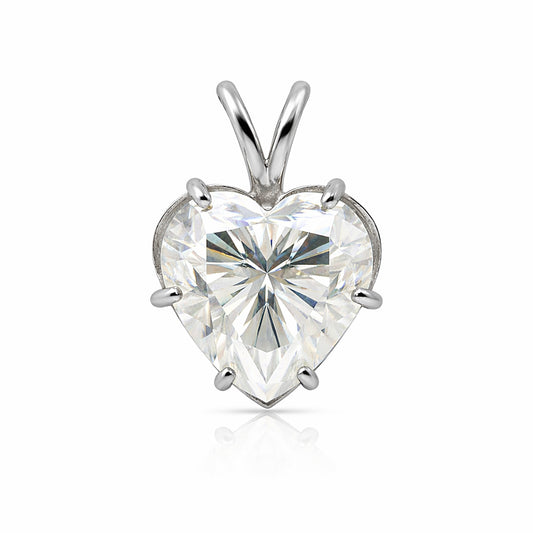 11 ct DEW Heart Cut White Moissanite Pendant in Gold Vermeil – Romantic Gift Idea