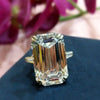 7.3 ct DEW White Moissanite Emerald Solitaire Ring - 18K Gold Vermeil on 925 Sterling Silver